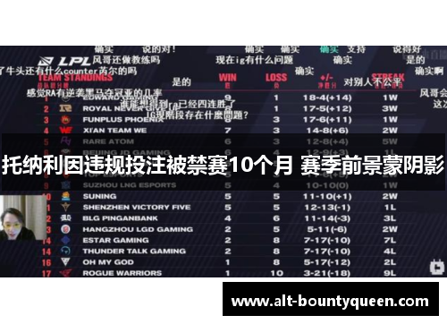 托纳利因违规投注被禁赛10个月 赛季前景蒙阴影 托纳利因违规投注被禁赛10个月 赛季前景蒙阴影